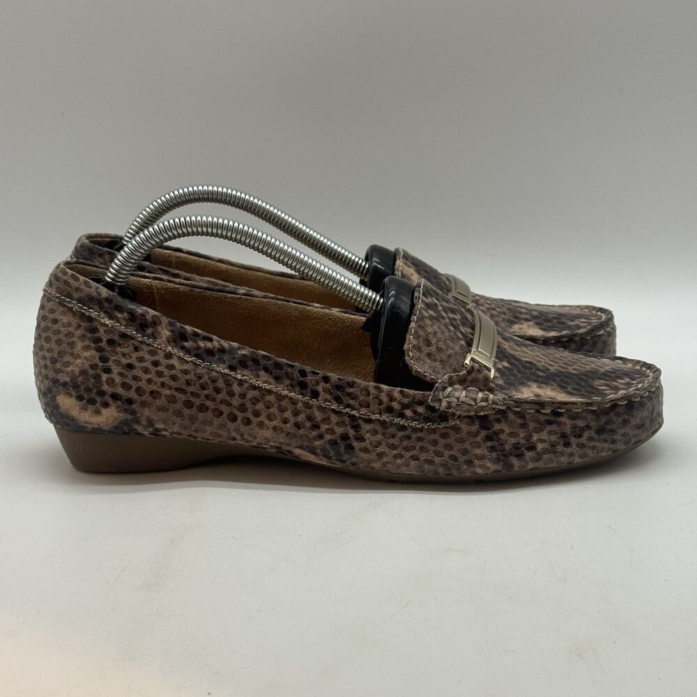 Naturalizer Gadget Slip-On Loafer Women's 7W Brown Faux Snakeskin Comfort Shoes